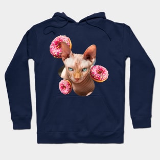 Sphynx cat with pink donuts Hoodie